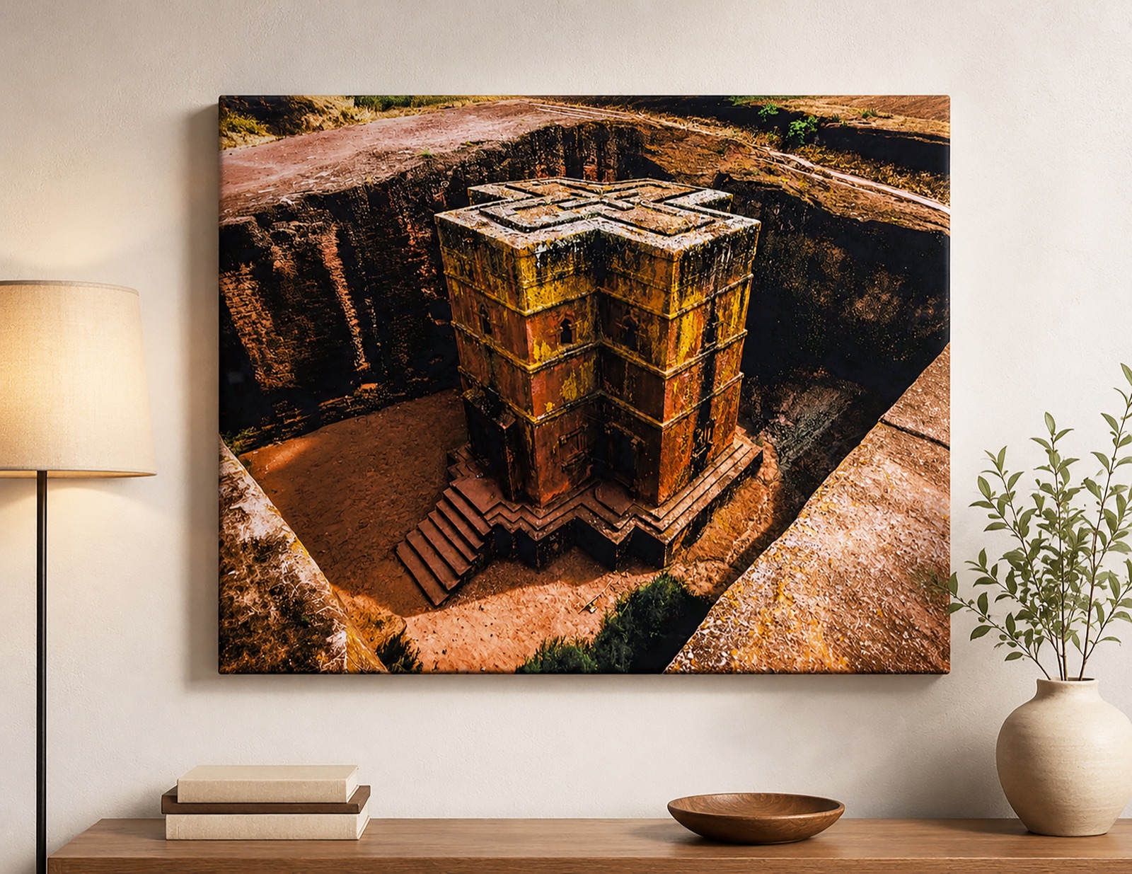 Canvas print of the rock-hewn Church of St. George in Lalibela, Ethiopia